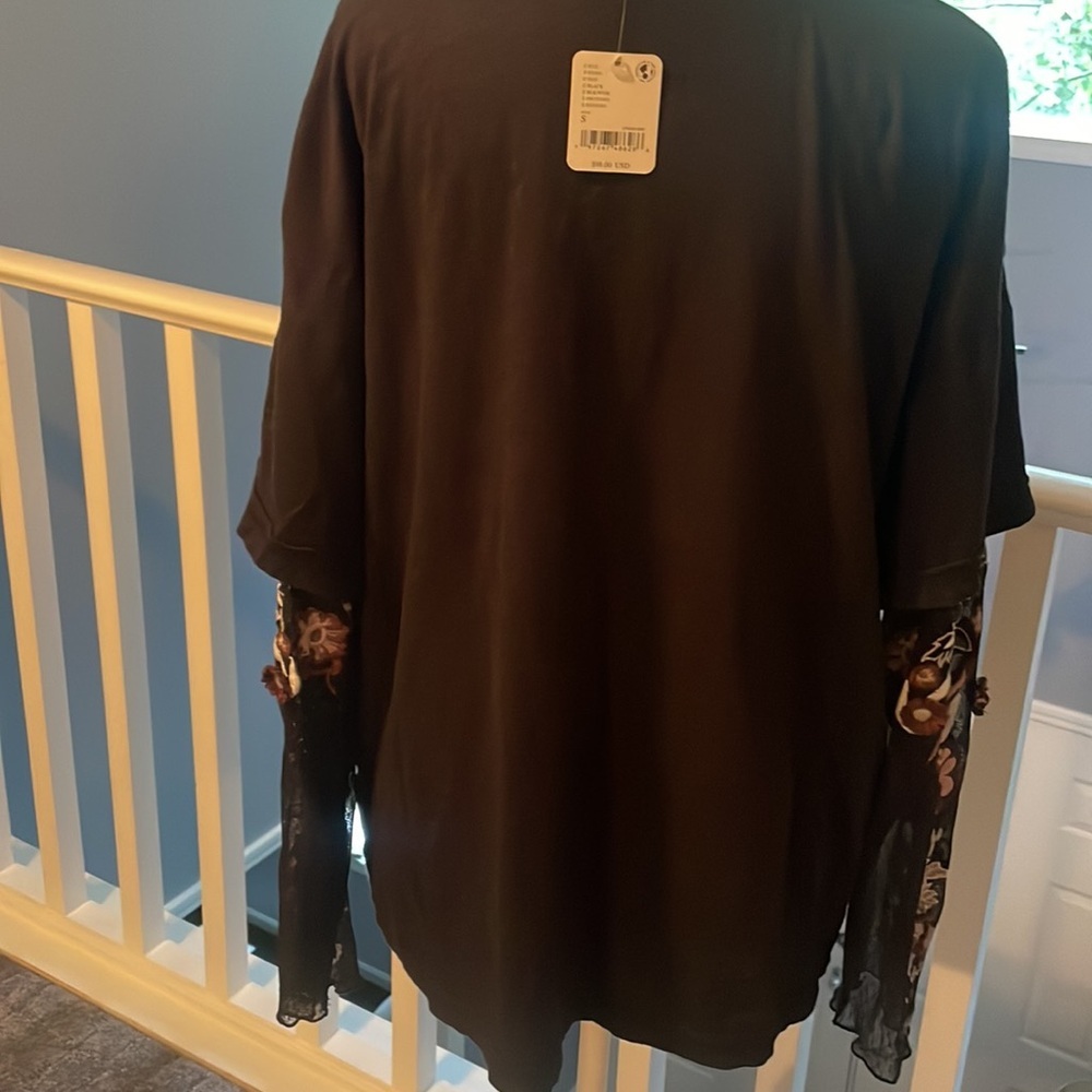 Free People Black Oversized Layered Look Top